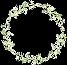 極簡綠藤手繪花環裝飾圖案