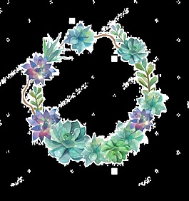 绿色多肉简约手绘花环