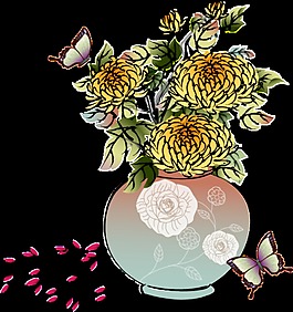 創(chuàng)意文雅手繪菊花裝飾圖案