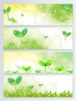 夢幻卡通小清新幼苗發芽banner背景
