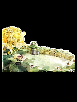 田園雅致手繪菊花裝飾圖案