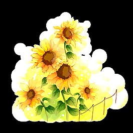 朝气黄色手绘菊花装饰元素