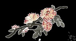 清新深粉色手繪菊花裝飾元素