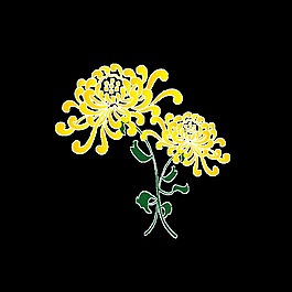 明媚黃色手繪菊花裝飾元素