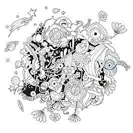 時(shí)尚手繪兒童涂鴉畫插畫