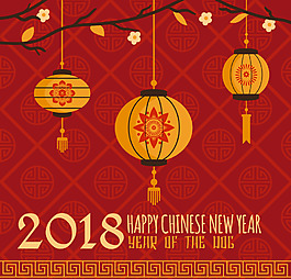 紅色喜慶燈籠中國新年海報(bào)