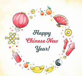 中国风水彩中国新年元素