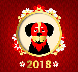傳統(tǒng)中國小狗新年海報