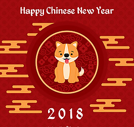 卡通小狗新春海报