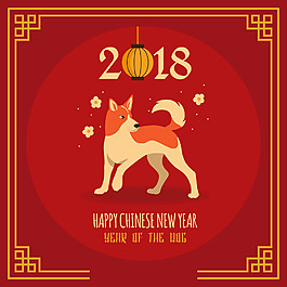 卡通小狗金色边框海报