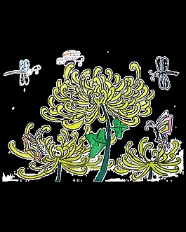 清新黃色植物手繪菊花裝飾元素