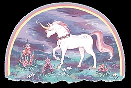 彩繪童話白馬圖案