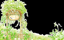 彩繪綠色菜園圖案元素