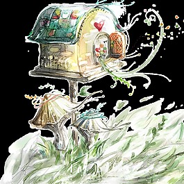 手繪童話小屋裝飾圖案
