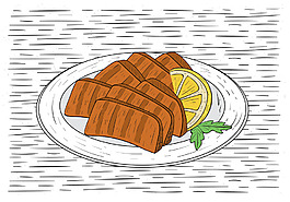 手繪矢量西餐食物插畫(huà)