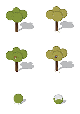綠色卡通樹木插畫