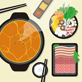 扁平化火鍋食物插畫