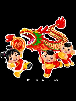 卡通兒童舞獅裝飾元素