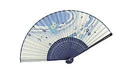 卡通蓝色折扇png元素