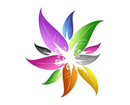 卡通彩色葉子png元素
