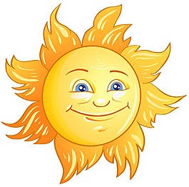 卡通黃色太陽頭像png元素