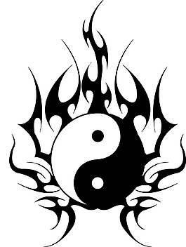 卡通黑色燃燒八卦png元素
