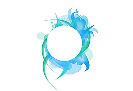 藍色圓形花紋png元素