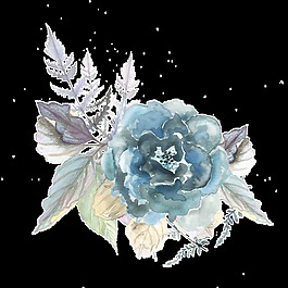 冷色调花卉透明素材png