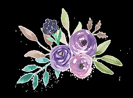 三朵紫色花卉透明素材png