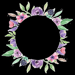 紫色玫瑰花花環(huán)透明素材png