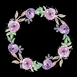 紫色玫瑰花環(huán)透明素材png