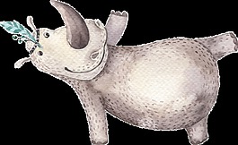 一直可愛(ài)的小犀牛透明素材png