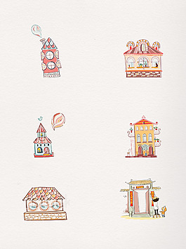 淺色水彩插畫(huà)建筑設(shè)計(jì)