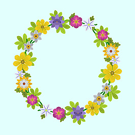 手繪春季花卉花環(huán)素材