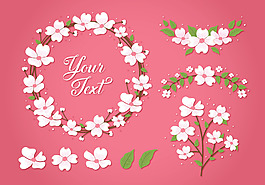 手绘桃花花卉素材