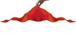 手拿紅色圍布png元素