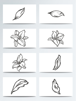 簡約黑色鮮花免扣素材合集