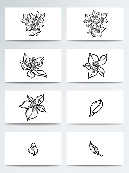 黑色簡約鮮花免扣素材合集