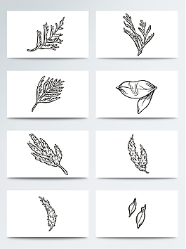 黑色簡(jiǎn)約樹葉免扣素材合集