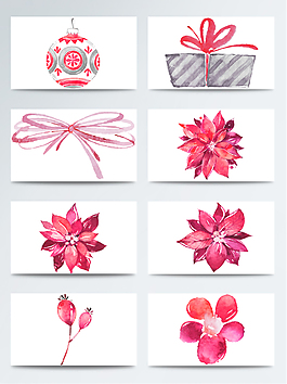 水彩紅色花瓣免扣素材合集