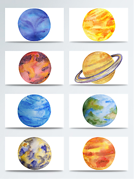 手繪彩色星球免扣素材合集