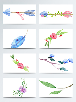 水彩彩色鮮花免扣素材合集