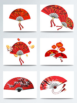 喜氣紅色扇子圖案集合