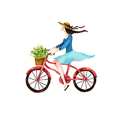 清新騎自行車(chē)女孩元素設(shè)計(jì)