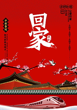 紅色喜慶狗年春節(jié)回家過年海報(bào)設(shè)計(jì)