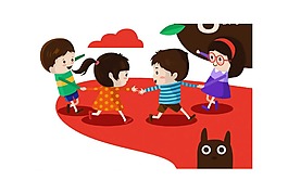 卡通做游戏儿童png元素