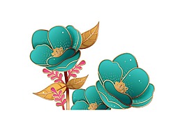 卡通綠色花朵png元素
