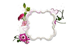 卡通红花绿叶边框png元素