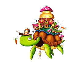 卡通創意小烏龜房屋png元素
