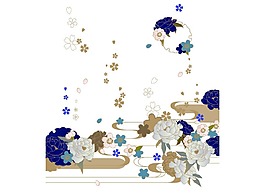 卡通藍白花朵png元素